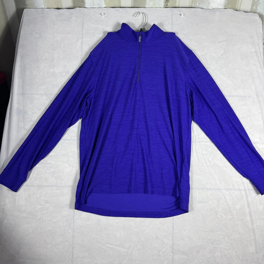 Greg Norman Men's Play Dry Activewear T-Shirt Blue Long Sleeve 1/4 Zip‎ Large